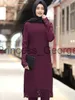 Lässige Kleider Truthahn muslimisches Kleid Frauen langes Oberteil hohl solide islamische Kleidung Hijab Kleider marokkanischer Kaftan Jilbab Party Vestidos Abaya 2020 x0625