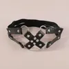 Sexy Round Ring Elastic X Shape Leather Belt Leg Accessories Girl Women Black Gothic Punk Thigh Garter Body Jewelry