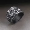 Band Ringen Vintage Hoge Kwaliteit Skeletschedel Vinger Ring Band Gothic Vrouwen Mannen Biker Night Club Party Ring Gun Black Rock Hip Hop Ring x0625