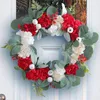 Flores decorativas decorações de natal para porta da frente grinalda em forma de coração fresco branco e vermelho flor guirlanda pendurado festival