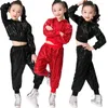 Stage Wear Children Sequins Jazz Dance Modern Cheerleading Hip Hop Costume For Kids Boy Girls Crop Top And Pant Performance Outfits Clothes