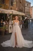 Berta A Line Trouwjurken voor bruid Sweetheart Kanten Mouwen Trouwjurk vestidos de novia Dij Slit designer bruidsjurken