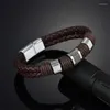 Braccialetti con ciondoli Bracciale vintage in vera pelle per uomo Chiusura magnetica intrecciata a mano Avvolgere Homme Accessori per gioielli a mano