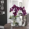 Fleurs décoratives Phalaenopsis artificielles 3 pièces papillon orchidée soie sans Vase vraie touche faux pour la décoration de la maison de mariage