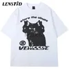 T-shirts pour hommes Été Hommes T-shirts à manches courtes Hip Hop Bla Cat Print Punk Goic TShirts 2023 Y2K Streetwear Harajuku Casual Cotton Top Tees J230625