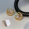 Boucles d'oreilles à étalons de mode Femmes Diamond Moon Saturne Maules d'oreilles Luxury Designer Bijoux Femmes Diamond Mariage Cadeaux Perfect Box Trend