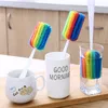 NOWOŚĆ 1/5PCS Rainbow Sponge pędzel butelka do butelek o kubku kubka szczotka szczotka do mycia gąbki szczotki z przyborami do czyszczenia uchwytu