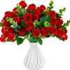 Flores Decorativas 1 Ramo 5 Ramo 11 Cabeça de Flor Rosa Eucalipto Folhas Bouquet Blanche Decoração Artificielle Mariage Kunstbloemen