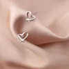 Boucles d'oreilles à tige MloveAcc 925 en argent Sterling minuscule brillant polonais Mini coeur Simple petit pour les femmes minimaliste goujons bijoux