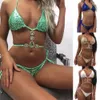 Moda de banho feminina Fashion sexy lantejoulo de maiô Bikini de praia Mulheres Crystal Glitter Diamond Bathing Suit 230625