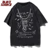 Camisetas Masculinas Masculinas Oversize T-Shirt Hip Hop Streetwear Monster Letter Print Harajuku T-Shirt Summer Goic Punk Manga Curta Men Tops J230625