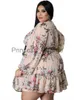 Casual Dresses Wmstar Plus Size 5xl Dresses Women Sexig Party Flower Print Mini Dress Loose Elegant Cute Outfits 2023 Wholesale Dropshipping X0625