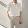 Herrpolos lätt kokt vind sommaren high-end kortärmad polo skjorta mäns koreansk stil lös lapel t-shirt mode trend elegant topp 230621