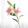 Decorative Flowers 3D Printing Lily Branch Real Looking Artificial For Home Wedding Decoration White Fake Garden Decor Flores