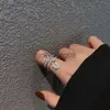 Pierścionki zespołowe kreatywny mikro-inkrustowany cyrkon agrafka pierścień dwuwarstwowy otwarty palec serdeczny biżuteria dla kobiety x0625