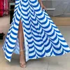 Casual Dresses Elegant Women Fashion Stripe Corset Maxi Dress Sleeveless High midje bandage rygglös slits lång fest kväll