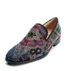 Lyxiga blandade färger Rhinestone loafers mode kristallskor för män lägenheter läderskor herr fest och bröllopskor