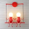 Applique murale E27 fer créatif LED dessin animé Robot lumière enfants bébé chambre d'enfant chambre chevet allée lampes