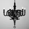 Lustres Moderne Bois 6 Lumières E14 Blanc Ou Noir Peinture Salon Lustre Lumière Lampe Éclairage