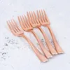 Dinnerware Sets 24 Pcs Disposable Fruit Fork Plastic Picks Spoons Silverware Gold Utensils Stick