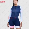 Bisiklet kıyafetleri setler Kafitt Yeni uzun kollu bisiklet kıyafetleri spor giyim makarası makarası gidip seksi sıkı bisiklet kıyafetleri tulum kadın triatlon suithkd230625