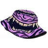 Baretten Fun Spooky Purple Monster Face Mouth Uv Protection Opvouwbare Bucket Hats Women Men Big Funny Teeth Scary