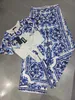 23ss Abito casual da donna abbigliamento firmato pantaloni da donna set Girocollo stile corto t-shirt a maniche corte in porcellana blu e bianca Set di pantaloni a gamba larga Abbigliamento donna a1