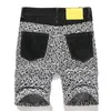 Summer Loose Straight Men's Denim Shorts Black Embroidered Spider Web Mid-waist Trendy Pants