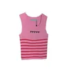 Women's Plus Size T-Shirt Designer designer Striped Letter Tank Knits T Shirts Women Cropped Tee Jacquard Sport Vest Ladies Sexy Yoga Tops 3KLI 0088