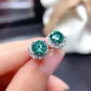 Boucles d'oreilles à tige 2023 Est brillant vert Moissanite gemme pour les femmes en argent Sterling 925 brillant mieux que le cadeau de diamant