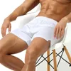 Underbyxor Summer Mens Shorts Underwear Satin Mid midja Elastic Side Split Boxer Kort mode LoungeVear Pyjama Sleepwear Bottoms hemkläder