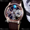 2022 Astronomia Tourbillon Reloj para hombre de cuarzo suizo Oro rosa Cielo azul Esqueleto Globo 3D Dial Correa de cuero negra Super Edición Pur191U