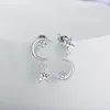 Boucles d'Oreilles Version Coréenne Étoile Asymétrique Et Lune Plaqué Avec Argent 925 Anti-allergie Micro-set Bijoux Pour Femmes