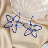 Ohrstecker Übertreiben Einfache Blume Ohrring Hohl Geometrische Stern Pentagramm Groß Für Frauen Metall Modeschmuck