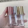 Depolama Şişeleri 6ml Pembe Gümüş Altın Kapak Kozmetik Lipgloss Paketleme Konteyneri Şeffaf Dudak Parlatıcı Sır Büyük Fırça Tube20/50 PCS