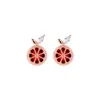 Boucles d'oreilles mode mignon pamplemousse or Rose couleur incrustation rouge Zircon cristal doux fruits d'été bijoux