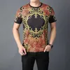 Męskie koszulki marka mody Labable Tshirt Men luksus barokowe t-koszule Goic 3d Golden Flower Royal Men Cloes 2021 Summer Casual Tops TEE J230625