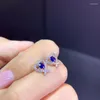 Stud Earrings Xinpin's Online Live Broadcast Of Heart-shaped Full Diamond Simulation Spinel Sapphire Love Female