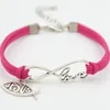 Link Armbänder Antike Legierung Unendlichkeit Liebe Jesus Fisch Charm Armband Schmuck Mode Wrap Samt Manschette Frauen Männer Unisex Geschenk 10 farbe