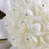 Decorative Flowers High Quality Artificial Rose Foam Flower Brides Maid Wedding Bridal Bouquet White Satin Crystal Bouquets