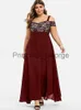 Casual Dresses 2022 Fashion Summer Dress Plus Size Women Cold Shoulder Strap Slip Sundress High Waist Lace Patchwork Chiffon Party Dresses x0625