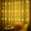 Strings Snowflakes Window Curtain Light 3X0.8M Christmas Fairy Icicle For Bedroom Wall Party Indoor Outdoor Decor