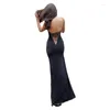 Casual Jurken Xingqing Zwarte Lange Jurk Y2k Vrouwen Spaghetti Mouwloze Backless Lace Cami Slim Fit Hoge Split Bodycon