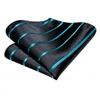 Noeuds papillon Salut-Cravate Designer Noir Robin Oeuf Bleu Cravate Rayée Pour Hommes 2023 Marque De Mode De Noce Cravate Handky Boutons De Manchette En Gros