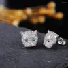 Studörhängen Ramos Seller Leopard-Head Zircon for Women and Men Gift Hip Hop smycken Cool Animal Party