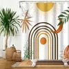 Shower Curtains Abstract Mid Century Curtain Arch Sun Moon Minimalist Geometric Curve Stripes Fabric Christmas Landscape Bth Hook 230625