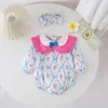 2023 Spring Sister Matching Wear Clothes For Kids Baby Girls Floral Tryckt A-Line Dress and Rumpers With Bowknot Girl Outfits L230625