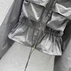 Kvinnorjackor Womens dragkedja jacka Designer Jackor gråa dragstring cardigan huva kappa sommar lös midja korta solskyddskläder
