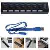 Hub USB 3.0 alimenté à 7 ports avec transfert haute vitesse pour ordinateur portable, commutateurs individuels LED