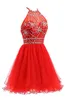 Halter Short Homecoming Dresses Junior Party Gowns Fashion Beading Tulle Birthday Graduation Cocktail Prom Party Gown